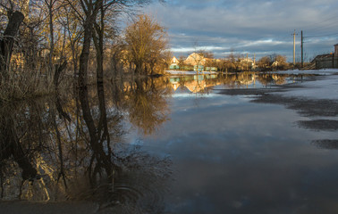 Spring flooding in the village