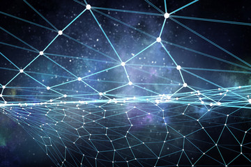 Connected lines background . Mixed media