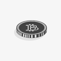 Bitcoin icon. Vector illustration style is flat iconic symbols, gray color, white background.