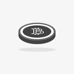 Bitcoin icon. Vector illustration style is flat iconic symbols, gray color, white background.