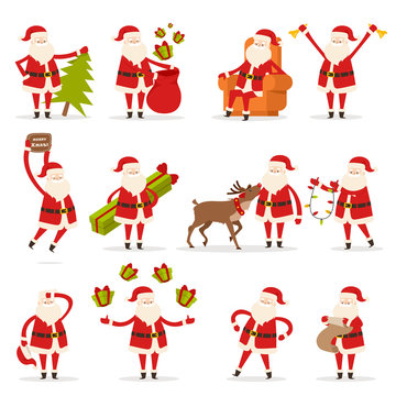 Santa Claus Activities Set. New Year and Christmas