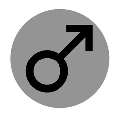 Sex symbol. Gender man flat symbol. Black Male abstract symbol in gray circle. Vector Illustration