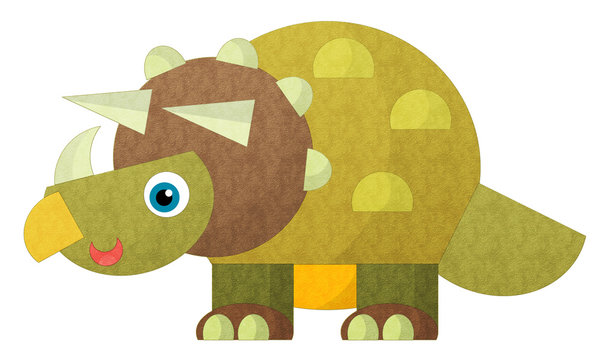 cartoon happy dinosaur triceratops illustration for children