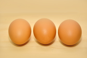 Three raw egg in a row