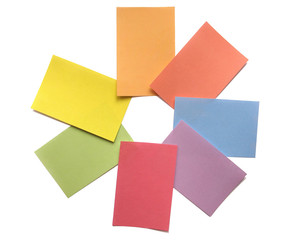 Collection of colored paper.  Light texture. Isolated on white. 