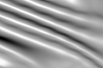 Satin fabric with glossy gray color is waves for the background. Silk material whimsical bent. Cloth folded bright - texture for the backdrop.