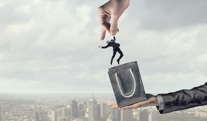 Hand of law and justice . Mixed media