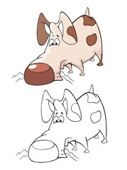 Illustration of a Cute Hunting Dog. Cartoon Character
