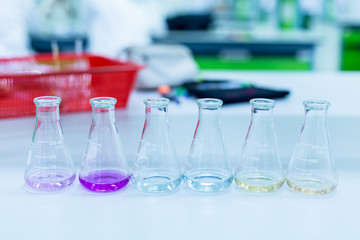 Titration technique in the laboratory.