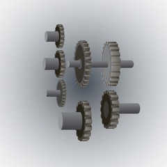 different set of gears on a light gray background