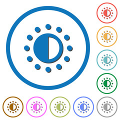 Saturation control icons with shadows and outlines