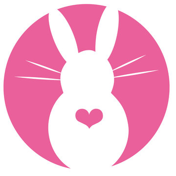 button easter bunny with heart pink