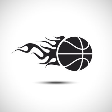 Basketball on Fire Logo. Fireball icon Vector Illustration. Sport Concept.