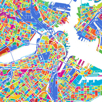 Boston Colorful Vector Map