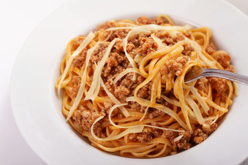 Spaghetti with bolognese sauce.