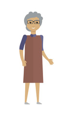 Old European Woman Isolated on White.