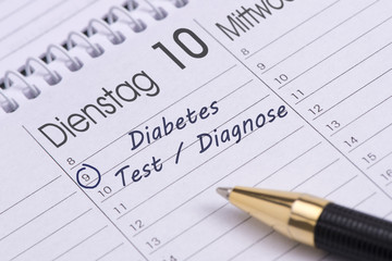 Termin für Diabetes Test im Kalender