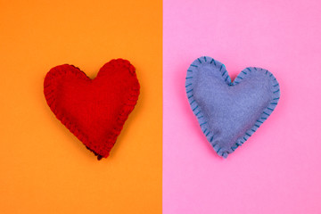 Corazones de fieltro