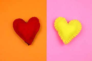 Corazones de fieltro