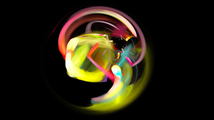 Colored brushstrokes. Paints. Ice Cube. 3D surreal illustration. Sacred geometry. Mysterious psychedelic relaxation pattern. Fractal abstract texture. Digital artwork graphic astrology magic