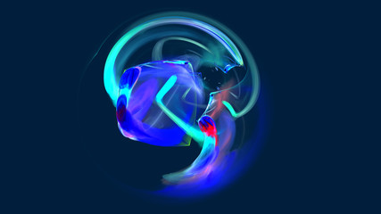 Colored brushstrokes. Paints. Ice Cube. 3D surreal illustration. Sacred geometry. Mysterious psychedelic relaxation pattern. Fractal abstract texture. Digital artwork graphic astrology magic