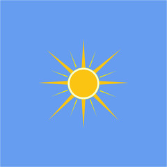 The sun sign on blue background
