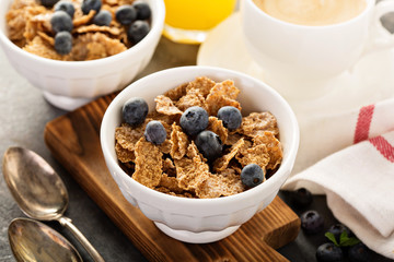 Multigrain healthy cereals with fresh blueberry