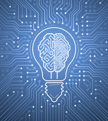 Creative Cybernetic Brain. Vector illustration on the subject of creating thinking Artificial Intelligence.