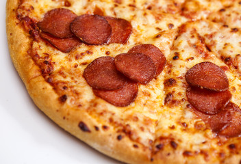 Hot Sliced Pepperoni Pizza In Delivery Box