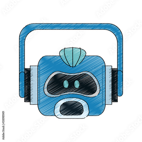 "robot head cartoon icon over white background. vector illustration