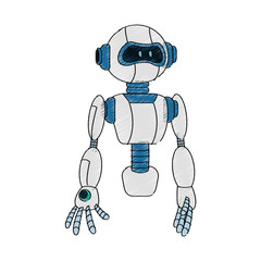 robot cartoon icon over white background. vector illustration