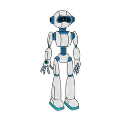 robot cartoon icon over white background. vector illustration