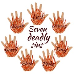 Seven deadly sins. Vector illustration