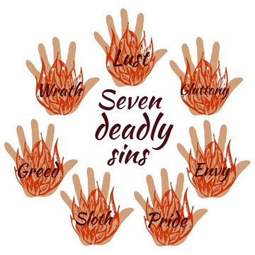 Seven Deadly Sins. Vector Illustration