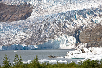 Mendenhall Glacier and lake in Juneau, Alaska.
