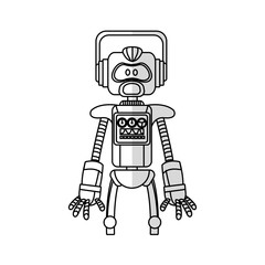 robot cartoon icon over white background. vector illustration