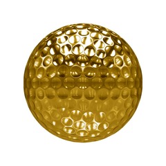 3D rendering Isolated Golden golf Ball with white background
