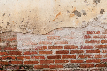 Old brick and cement wall texture for background use