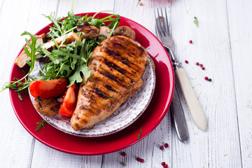 Fresh salad with chicken breast