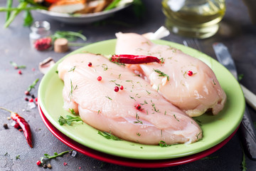 Raw cut chicken fillet