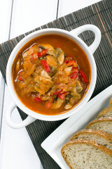 letcho with paprika, zucchini and champignon mushroom