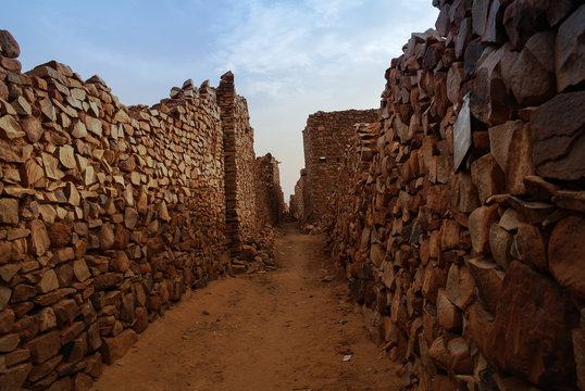 Ruins of Ouadane fortress in Sahara, Mauritania