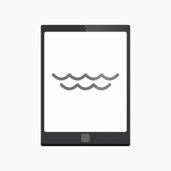 Isolated tablet pc with a water sign
