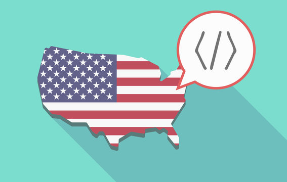 USA map with a code sign