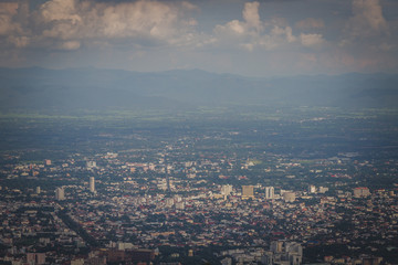 Chiang Mai City from the top of mountain view.