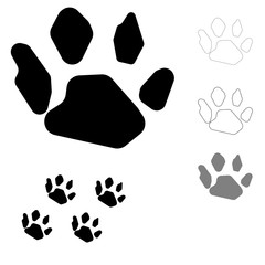 Fototapeta premium Animals footprint on the white background.