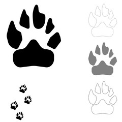 Dog footprint on the white background.