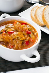 letcho with paprika, zucchini and champignon mushroom