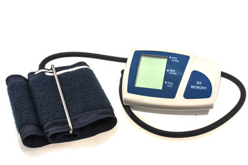Home blood pressure monitor isolated over white
