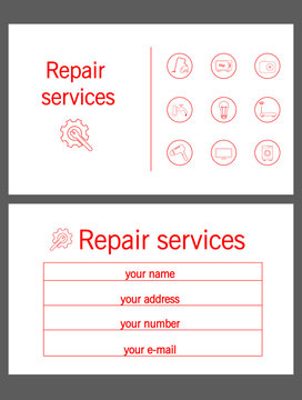 White And Red Business Card Repair